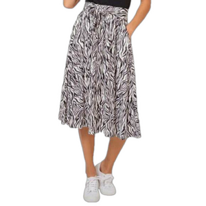 NWOT LEOTA women’s Mindy skirt zebra stripe midi small pull on elastic waist